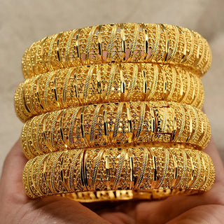 24k Gold Color Bangles For Women Gold Bracelets Wedding Party Bridal Jewelry Joias Ouro Factory Price Vint