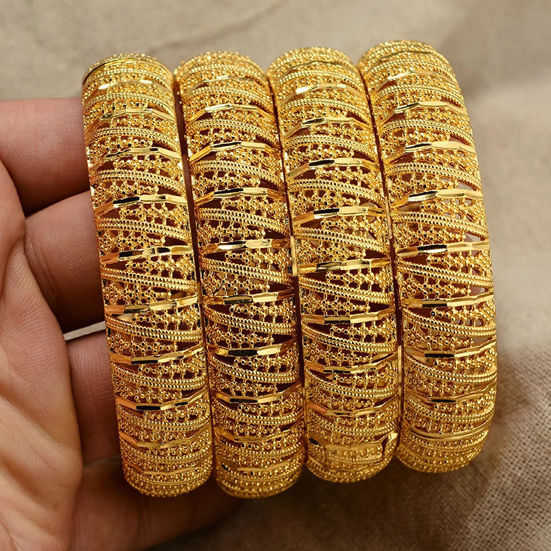 24k Gold Color Bangles For Women Gold Bracelets Wedding Party Bridal Jewelry Joias Ouro Factory Price Vint