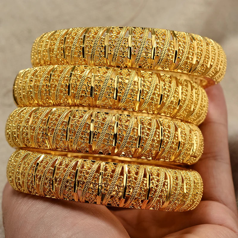 24k Gold Color Bangles For Women Gold Bracelets Wedding Party Bridal Jewelry Joias Ouro Factory Price Vint