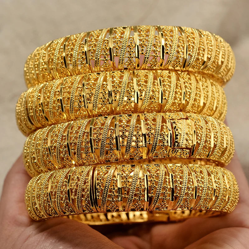 24k Gold Color Bangles For Women Gold Bracelets Wedding Party Bridal Jewelry Joias Ouro Factory Price Vint