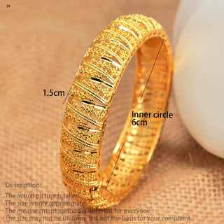 24k Gold Color Bangles For Women Gold Bracelets Wedding Party Bridal Jewelry Joias Ouro Factory Price Vint