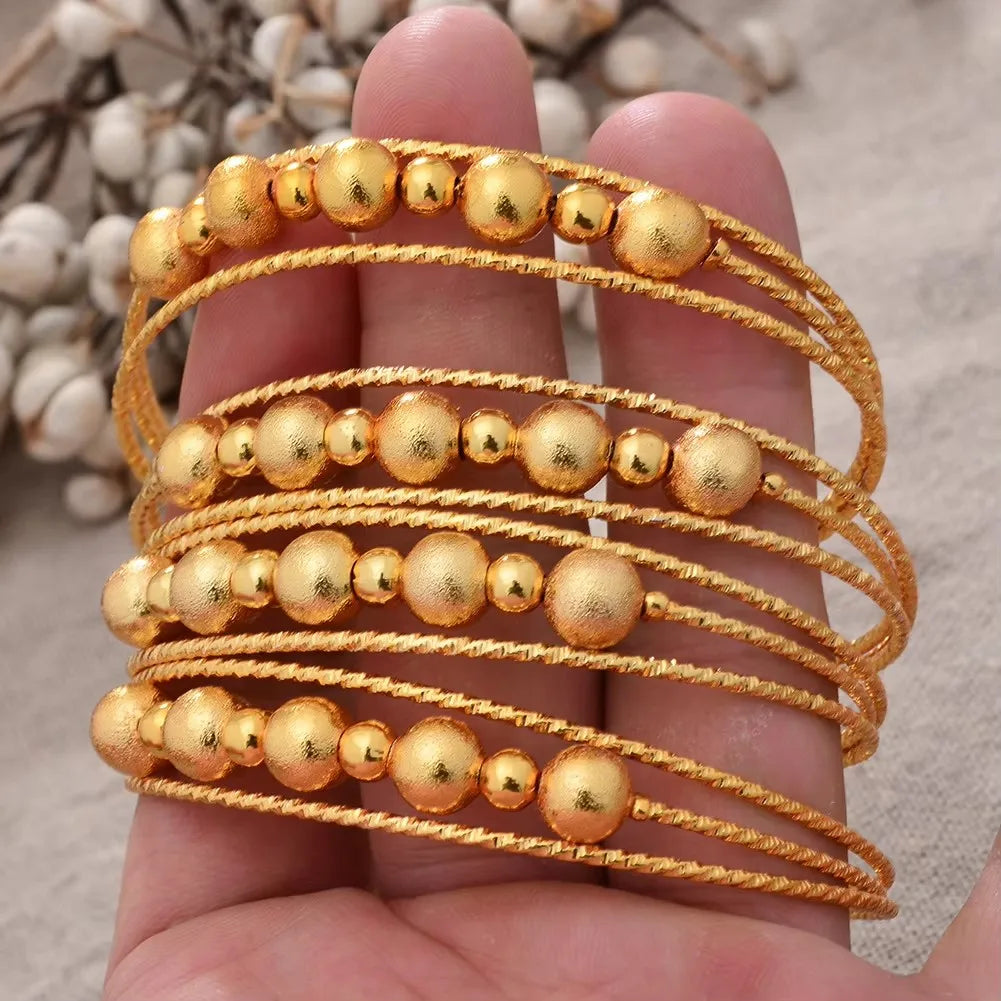 24k Gold Color Bangles For Women Gold Bracelets Wedding Party Bridal Jewelry Joias Ouro Factory Price Vint
