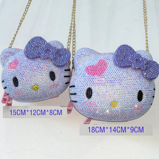 Desktop Decoration Hello Kitty Crystal Rhinestones Jewelry Box Ring Coin Earphone Storage Organizer Cosmetic HandBag Girl Childr