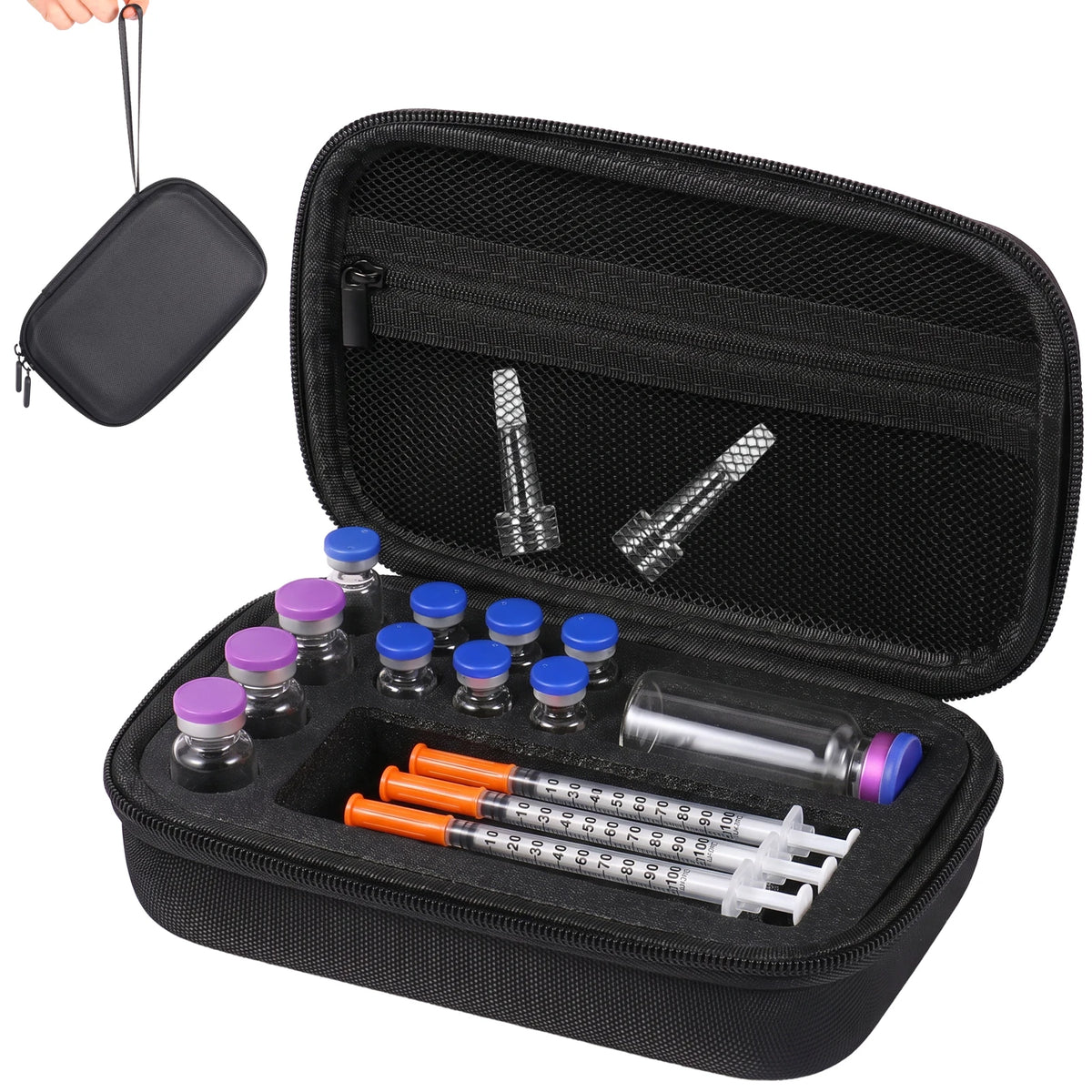 3/10/30ML Insulin Vial Storage Box Portable Travel Peptide Organizer Bag Hard Shell Fridge Freezer Tube Vials Storage Case