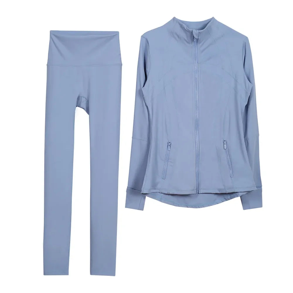 2026 Workout set Women Yoga Sets Jackets Shorts Leggings Flared Pants sets High Waist Sports Zip Up Coat Elastic