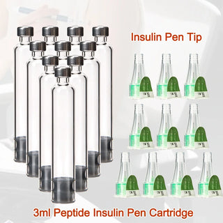 3ml Peptide Insulin Pen Cartridge, 3cc Cartridges Compatible with Reusable Injection V1 & V2 Pens, Individually Pack