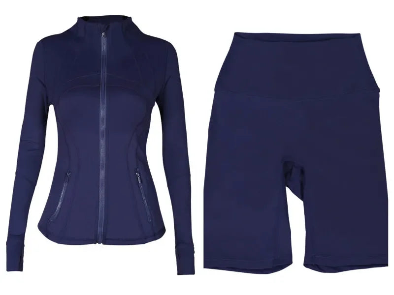 2026 Workout set Women Yoga Sets Jackets Shorts Leggings Flared Pants sets High Waist Sports Zip Up Coat Elastic