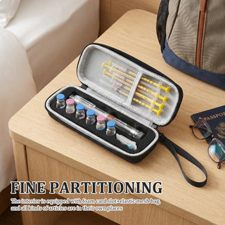 Insulin Vial Carrying Case Fridge Portable Peptide Vial Storage Box Foam Protective Hard Shell Vial Pens and Needle Organizer
