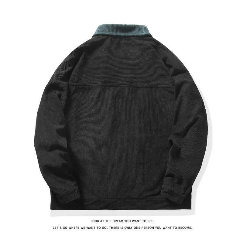 Streetwear Work Jackets Mens Fashion Style With Big Pockets Corduroy Jacket Full Zip Fall Jacket Outwear 3 Colors M-5XL