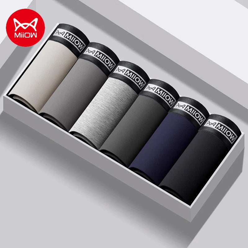 MiiOW 6Pcs Cotton Men Underwear Breathable Antibacterial Crotch Men's Panties Man Underpants Mens Boxershorts Mens Boxer Briefs