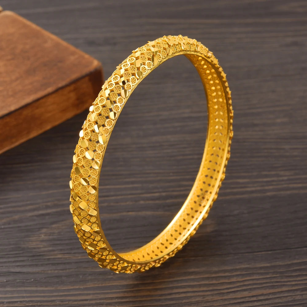 Golden Plated 65MM Fashion Europe Dubai Wedding Bangle Ethiopian High Quality Classic Nicely Cute Bracelet Women Birthday Gift