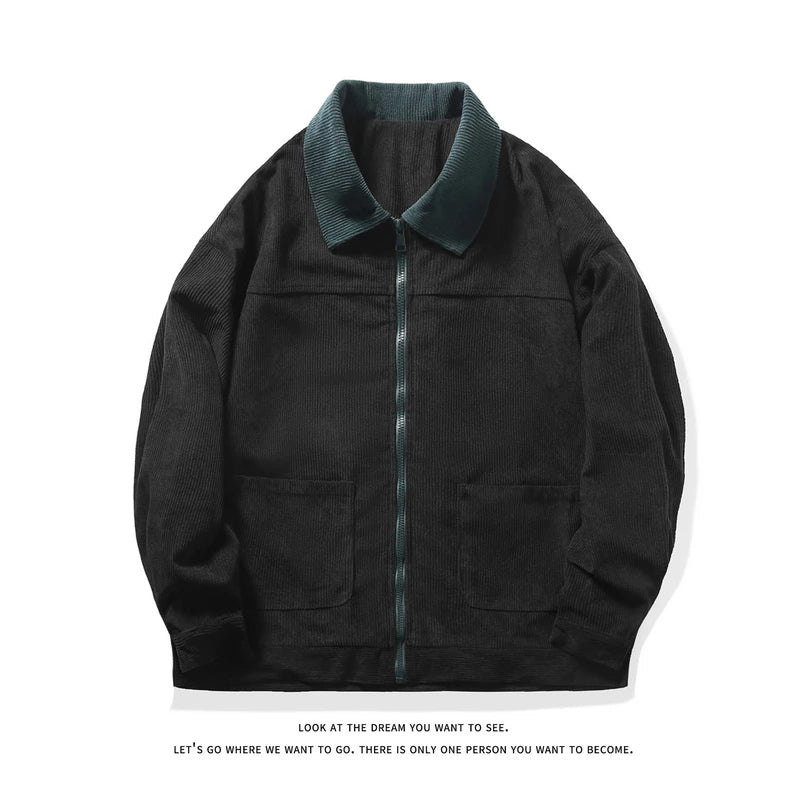 Streetwear Work Jackets Mens Fashion Style With Big Pockets Corduroy Jacket Full Zip Fall Jacket Outwear 3 Colors M-5XL