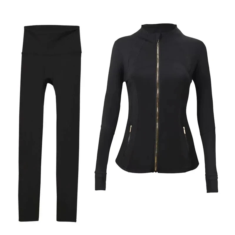 2026 Workout set Women Yoga Sets Jackets Shorts Leggings Flared Pants sets High Waist Sports Zip Up Coat Elastic