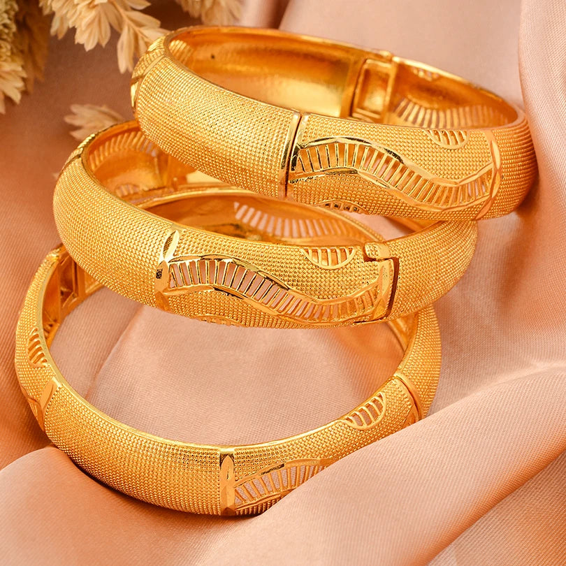 24k Gold Color Bangles For Women Gold Bracelets Wedding Party Bridal Jewelry Joias Ouro Factory Price Vint