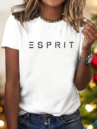 Women's Graphic Tee Tops Casual Crew Neck Short Sleeve T-Shirt with Bold Letter Print Everyday Tshirt Bold Print T Shirt Clothes