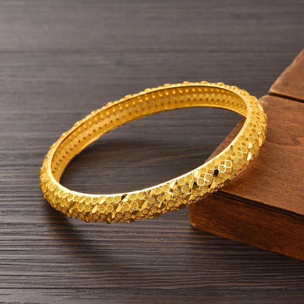 Golden Plated 65MM Fashion Europe Dubai Wedding Bangle Ethiopian High Quality Classic Nicely Cute Bracelet Women Birthday Gift