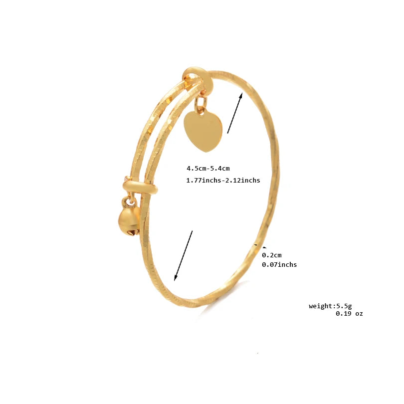 Simple Design Indian Bangles For Child Dubai Gold Color Baby Bangles Jewelry Wholesale Designer Gold Plated Copper Bracelets