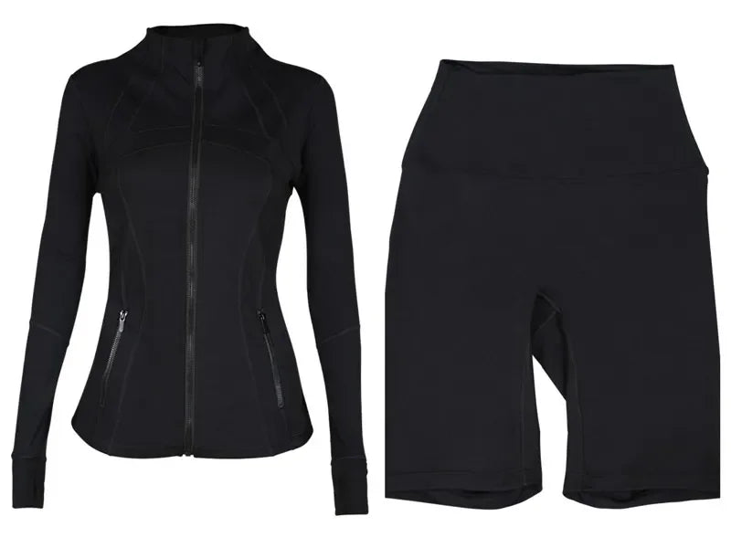 2026 Workout set Women Yoga Sets Jackets Shorts Leggings Flared Pants sets High Waist Sports Zip Up Coat Elastic