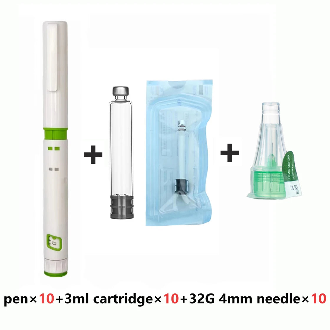 10Pcs Optional Set 5mg 10mg Dose-adjustable Peptide Pen Plastic Disposable Injection Pen With 32G 31G Needle 3ml Glass Vials