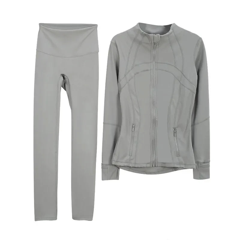 2026 Workout set Women Yoga Sets Jackets Shorts Leggings Flared Pants sets High Waist Sports Zip Up Coat Elastic