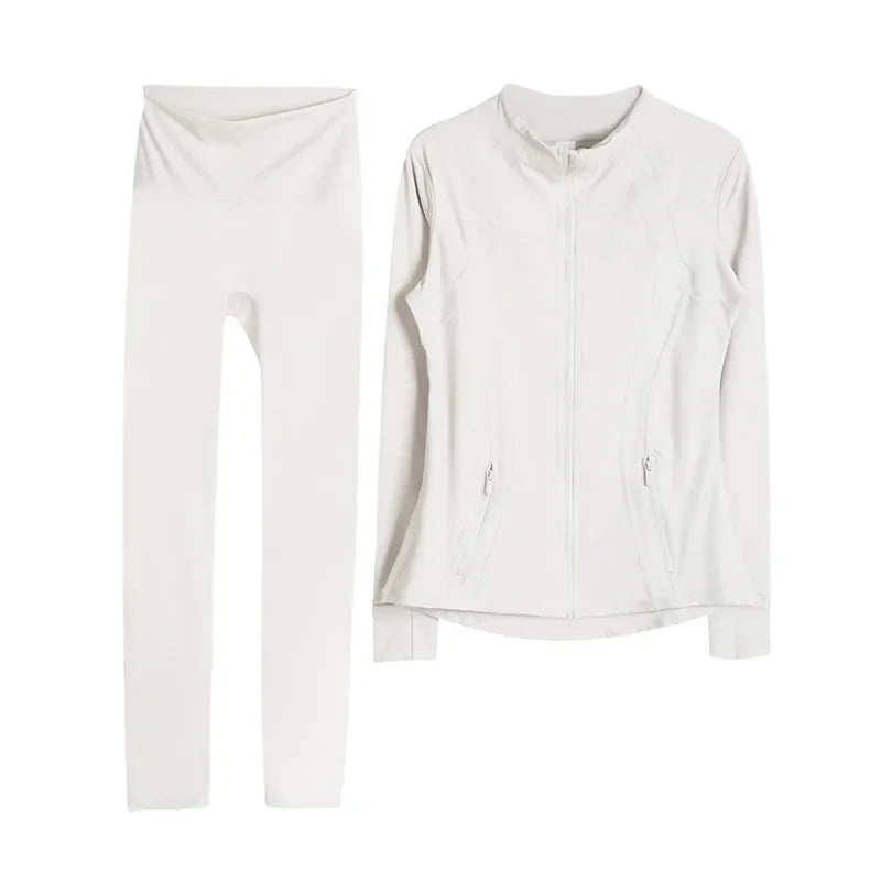 2026 Workout set Women Yoga Sets Jackets Shorts Leggings Flared Pants sets High Waist Sports Zip Up Coat Elastic