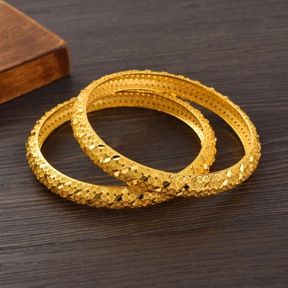 Golden Plated 65MM Fashion Europe Dubai Wedding Bangle Ethiopian High Quality Classic Nicely Cute Bracelet Women Birthday Gift