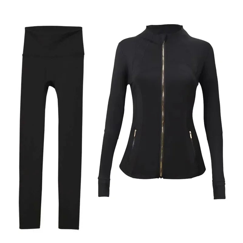 2026 Workout set Women Yoga Sets Jackets Shorts Leggings Flared Pants sets High Waist Sports Zip Up Coat Elastic
