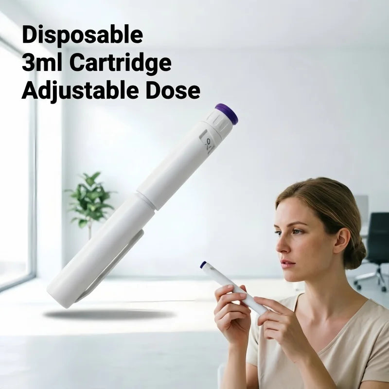 Disposable Peptide Injection Pen for 3ml Cartridge, Adjustable Dose Self-Injection Device for GLP-1, Drug-Free