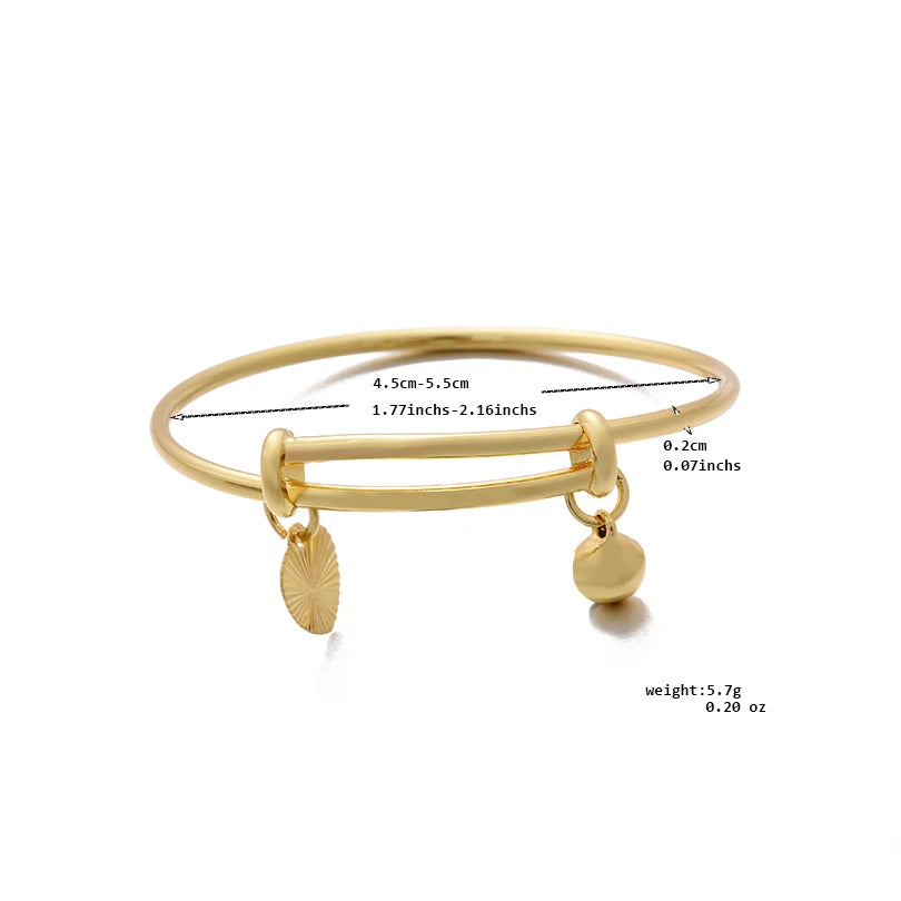 Simple Design Indian Bangles For Child Dubai Gold Color Baby Bangles Jewelry Wholesale Designer Gold Plated Copper Bracelets