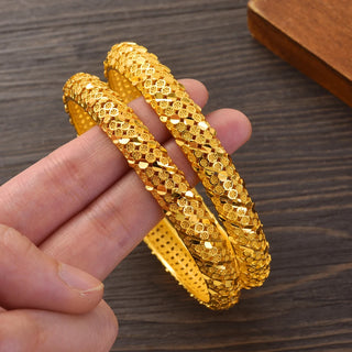 Golden Plated 65MM Fashion Europe Dubai Wedding Bangle Ethiopian High Quality Classic Nicely Cute Bracelet Women Birthday Gift