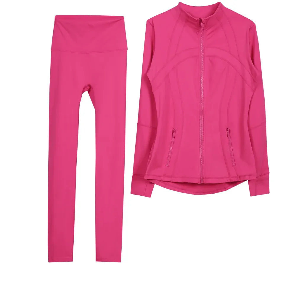 2026 Workout set Women Yoga Sets Jackets Shorts Leggings Flared Pants sets High Waist Sports Zip Up Coat Elastic